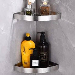 Shower Caddy Shower Shelf Corner,Stainless Steel Shower Shelves Wall Mounted Shower Caddy Storage Basket Bathroom Kitchen Organizer, 2 Tier(Black/Silver)