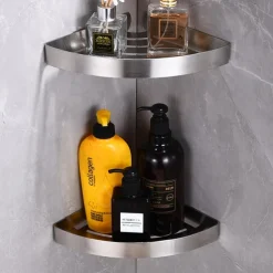 Shower Caddy Shower Shelf Corner,Stainless Steel Shower Shelves Wall Mounted Shower Caddy Storage Basket Bathroom Kitchen Organizer, 2 Tier(Black/Silver)