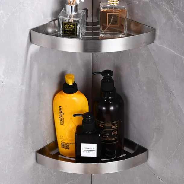 Shower Caddy Shower Shelf Corner,Stainless Steel Shower Shelves Wall Mounted Shower Caddy Storage Basket Bathroom Kitchen Organizer, 2 Tier(Black/Silver)