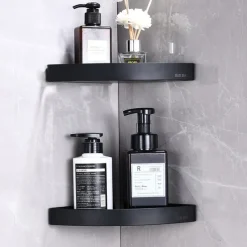 Shower Caddy Shower Shelf Corner,Stainless Steel Shower Shelves Wall Mounted Shower Caddy Storage Basket Bathroom Kitchen Organizer, 2 Tier(Black/Silver)