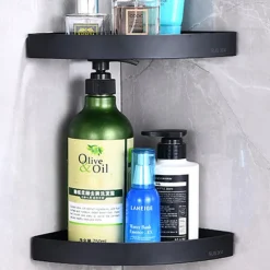 Shower Caddy Shower Shelf Corner,Stainless Steel Shower Shelves Wall Mounted Shower Caddy Storage Basket Bathroom Kitchen Organizer, 2 Tier(Black/Silver)