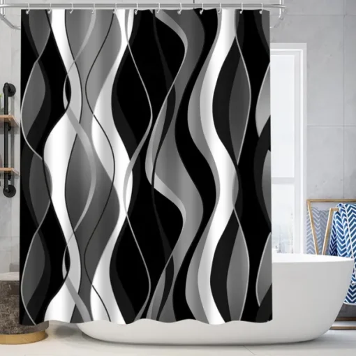 Shower Curtain 180cm*180cm(70"*70"),Watercolor Polyester Waterproof, Non-slip Floor Mat, Toilet Seat, Bathroom Mat & 12 Plastic Hooks, for Bathroom Bathtub Decoration