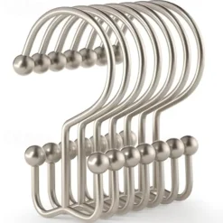 Shower Curtain Hooks, 12 Pcs Shower Curtain Rings, Durable Rust Proof Black Shower Curtain Hooks, Shower Rings for Curtain, Double Glide Shower Curtain Hooks for Shower Curtain Rods