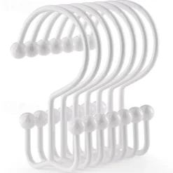 Shower Curtain Hooks, 12 Pcs Shower Curtain Rings, Durable Rust Proof Black Shower Curtain Hooks, Shower Rings for Curtain, Double Glide Shower Curtain Hooks for Shower Curtain Rods