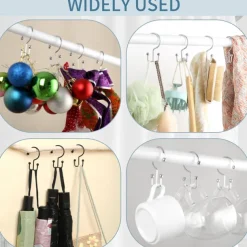 Shower Curtain Hooks, 12 Pcs Shower Curtain Rings, Durable Rust Proof Black Shower Curtain Hooks, Shower Rings for Curtain, Double Glide Shower Curtain Hooks for Shower Curtain Rods