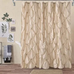 Shower Curtain Sets with Rugs Pinched Pleat Farmhouse Shower Curtain Elegant Decor Set with 12 Hooks for Bathroom Standard Dark Grey Blue White