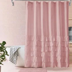 Shower Curtain Sets with Rugs Pinched Pleat Farmhouse Shower Curtain Elegant Decor Set with 12 Hooks for Bathroom Standard Dark Grey Blue White