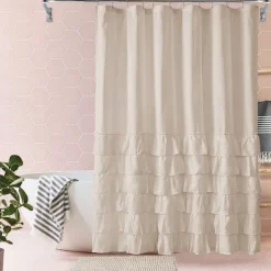 Shower Curtain Sets with Rugs Pinched Pleat Farmhouse Shower Curtain Elegant Decor Set with 12 Hooks for Bathroom Standard Dark Grey Blue White