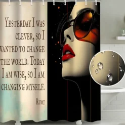 Shower Curtain with 12 Hooks 180cm*180cm(70"*70") Polyester Washable Waterproof Pattern Bathroom Bathtub Decor African Women