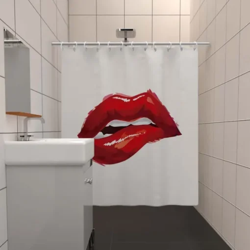 Shower Curtain with 12 Hooks 180cm*180cm(70"*70") Polyester Washable Waterproof Pattern Bathroom Bathtub Decor Sexy Red Lip