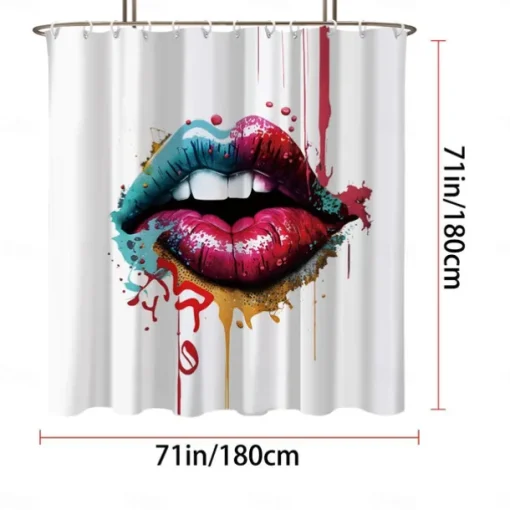 Shower Curtain with 12 Hooks 180cm*180cm(70"*70") Polyester Washable Waterproof Pattern Bathroom Bathtub Decor Sexy Red Lip