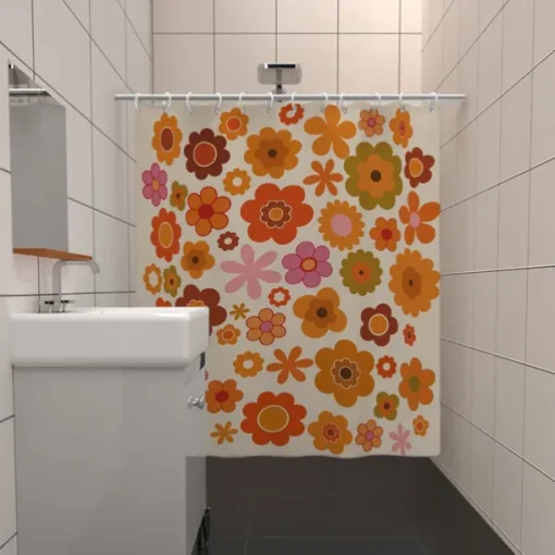 Shower Curtain with 12 Hooks 180cm*180cm(70"*70") Polyester Washable Waterproof Pattern Bathroom Bathtub Decor Vintage Peony Floral