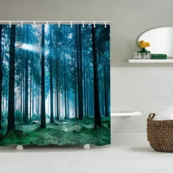 Shower Curtain with 12 Hooks 180cm*180cm(70