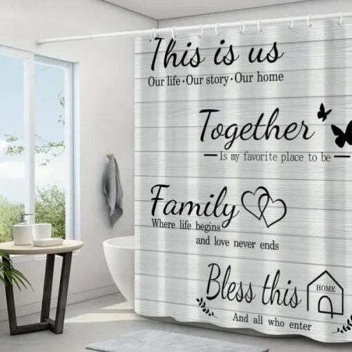 Shower Curtain with 12 Plastic Hooks 180cm*180cm(70"*70"),Watercolor Shower Curtain Set, Polyester Waterproof, Non-slip Floor Mat, Toilet Seat, Bathroom Mat, for Bathroom Bathtub Decoration