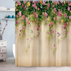 Shower Curtain with Hooks 180cm*180cm(70