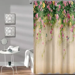 Shower Curtain with Hooks 180cm*180cm(70