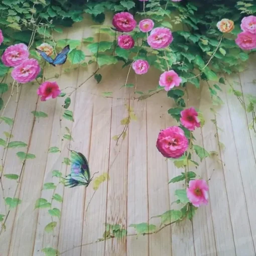 Shower Curtain with Hooks 180cm*180cm(70"*70") Polyester Washable Waterproof Floral Butterfly Pattern Bathroom Decor