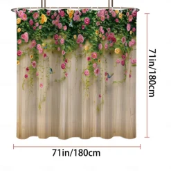 Shower Curtain with Hooks 180cm*180cm(70