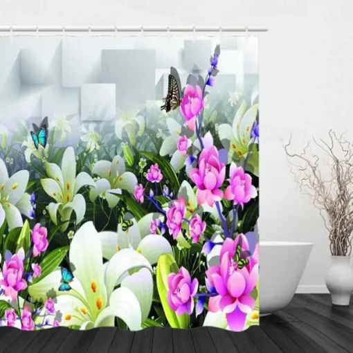 Shower Curtain with Hooks 180cm*180cm(70"*70") Polyester Washable Waterproof Forest Tropical Rainforest Plant Pattern Home Decoration Bathroom