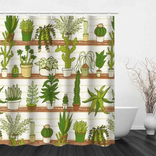 Shower Curtain with Hooks 180cm*180cm(70"*70") Polyester Washable Waterproof Forest Tropical Rainforest Plant Pattern Home Decoration Bathroom