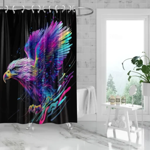 Shower Curtain with Hooks 180cm*180cm(70"*70") Polyester Washable Waterproof Pattern Bathroom Bathtub Decor Animal Eagle