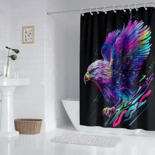 Shower Curtain with Hooks 180cm*180cm(70"*70") Polyester Washable Waterproof Pattern Bathroom Bathtub Decor Animal Eagle