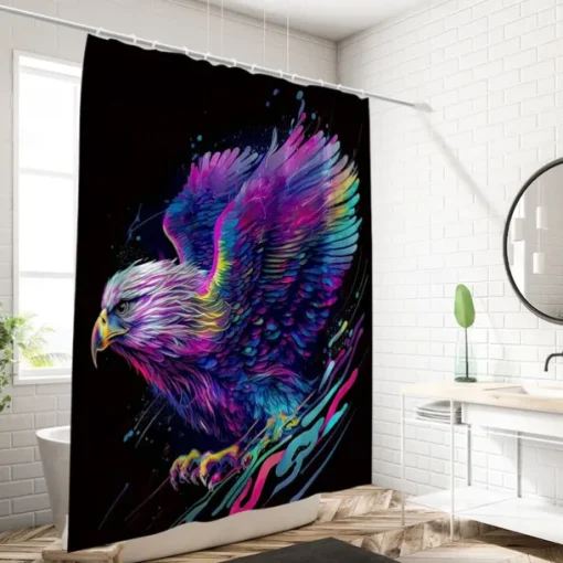 Shower Curtain with Hooks 180cm*180cm(70"*70") Polyester Washable Waterproof Pattern Bathroom Bathtub Decor Animal Eagle