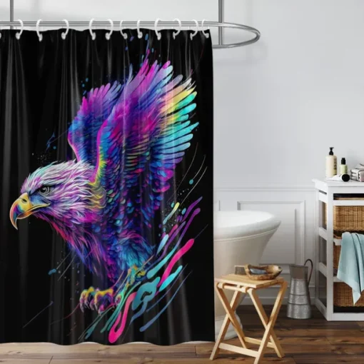Shower Curtain with Hooks 180cm*180cm(70"*70") Polyester Washable Waterproof Pattern Bathroom Bathtub Decor Animal Eagle