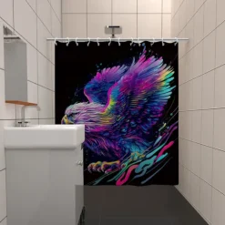 Shower Curtain with Hooks 180cm*180cm(70