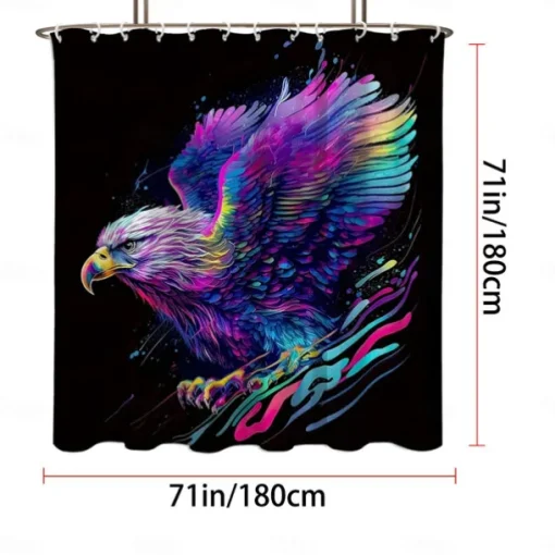 Shower Curtain with Hooks 180cm*180cm(70"*70") Polyester Washable Waterproof Pattern Bathroom Bathtub Decor Animal Eagle