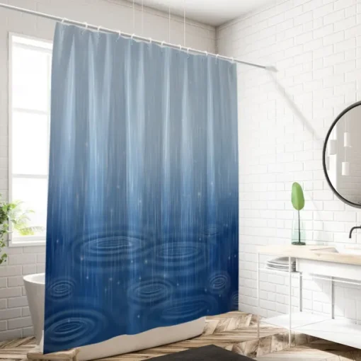 Shower Curtain with Hooks 180cm*180cm(70"*70") Polyester Washable Waterproof Floral Rainy Pattern Bathroom Decor
