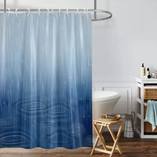 Shower Curtain with Hooks 180cm*180cm(70"*70") Polyester Washable Waterproof Floral Rainy Pattern Bathroom Decor