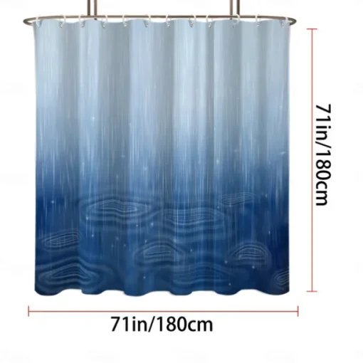 Shower Curtain with Hooks 180cm*180cm(70"*70") Polyester Washable Waterproof Floral Rainy Pattern Bathroom Decor