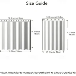Shower Curtain with Hooks 180cm*180cm(70