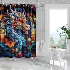 Shower Curtain with Hooks 180cm*180cm(70