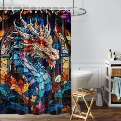 Shower Curtain with Hooks 180cm*180cm(70
