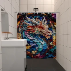 Shower Curtain with Hooks 180cm*180cm(70