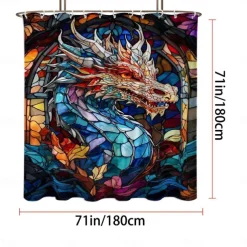 Shower Curtain with Hooks 180cm*180cm(70