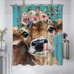 Shower Curtain with Hooks 180cm*180cm(70