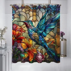 Shower Curtain with Hooks 180cm*180cm(70