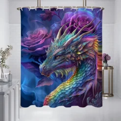 Shower Curtain with Hooks 180cm*180cm(70