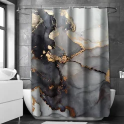 Shower Curtain with Hooks 180cm*180cm(70"*70") Polyester Washable Waterproof Marble Abstract Pattern