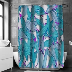 Shower Curtain with Hooks 180cm*180cm(70"*70") Polyester Washable Waterproof Landscape Floral Plant Pattern