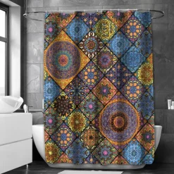 Shower Curtain with Hooks 180cm*180cm(70