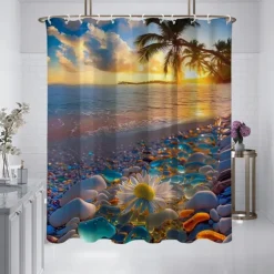 Shower Curtain with Hooks 180cm*180cm(70