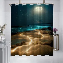 Shower Curtain with Hooks 180cm*180cm(70