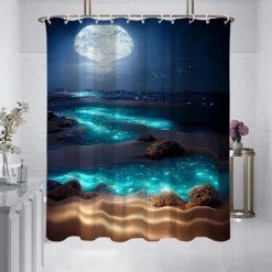 Shower Curtain with Hooks 180cm*180cm(70