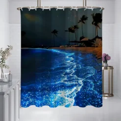 Shower Curtain with Hooks 180cm*180cm(70
