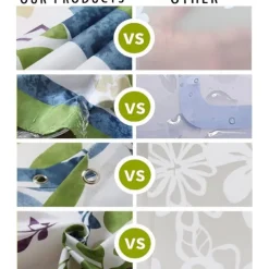Shower Curtain with Hooks 180cm*180cm(70