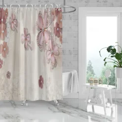 Shower Curtain with Hooks 180cm*180cm(70